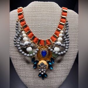 Royal Blue and Gold Crystal Necklace
